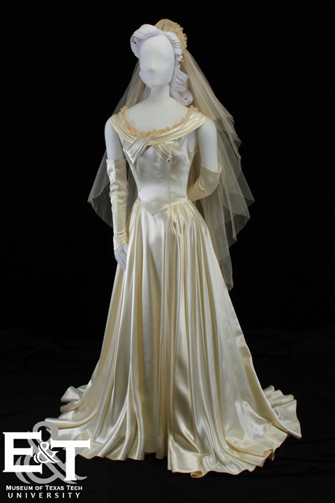 This 1948 ivory satin wedding gown received the most votes throughout the 